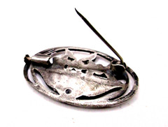 Vintage Pierre Bex French Brooch Pin Enamel Rhinestone Art Deco Trombone Clasp
