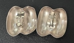 Vintage Mexico 925 Sterling Silver Large Bold Sculptural Puffy Clip On Earrings