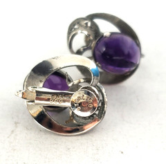Vtg Sterling Silver Art Deco Amethyst Screwback Earrings Lot