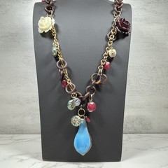 VTG Signed Erickson Beamon Runway Statement Necklace Flower Swirl Glass Pendant