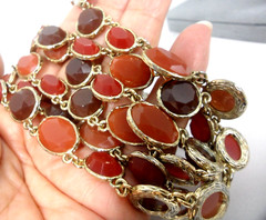 Ann Taylor Georgian Collet Necklace 3 Strand Riviere Anna Wintour Faux Carnelian