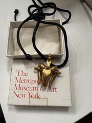 Signed MMA Pendant Rams Head Egyptian Revival Gold Tone Metropolitan Museum Art