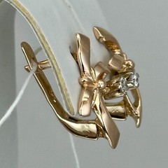 Vintage Original Natural Diamond 0.10 Ct Rose & White Gold Earrings 583 14K