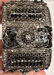 Cookie Lee Cuff With Faceted Black Crystals Vintage