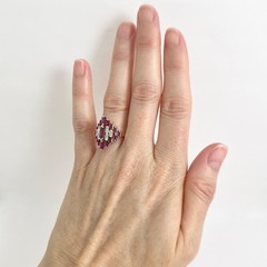 Vintage Tourmaline Diamond Pyramid Cocktail Ring 14K Yellow Gold, 4.21 Grams