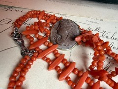Victorian 800 silver Coral Lava Cameo Necklace, Swivel Clasp – Grand Tour