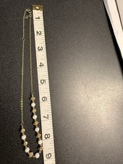 Vintage Sarah Coventry White Glass Bead Gold Tone Chain Necklace 16″ Signed