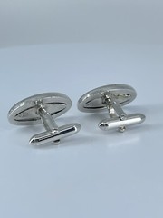 Vintage Swank hematite cufflinks long oval open silver tone design 3/4″