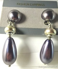 Vtg 3″ Light Weight Teardrop Eggplant Purple Retro Dangle Drop Clip On Earrings