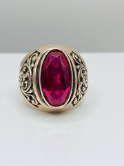 Vintage Silver 875 Soviet Ring Corundum Women’s Jewelry