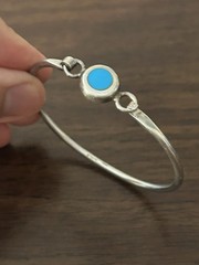 Solid 950 Silver Blue Enamel 2.25 Inch Diameter Bracelet 11.5 Grams Mexico