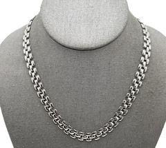 Vintage Anne Klein Silver Tone Panther Link Choker Necklace Tank Track 18″ AK