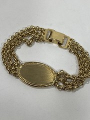 Vtg Speidel Gold Tone Oval ID 3 Chain Bracelet 7” Blank Unused! Ready To Engrave
