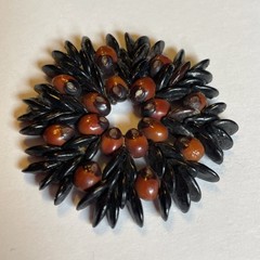 Vintage Beaded Medallion Pendant Seed Beads Decor as Pictured Maybe Apple?