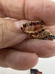 VTG 9 Patriotic Rhinestones Pendant Charm Brooches 2 Rafaelian Flags USA Eagle