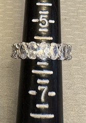 vintage ADI 925 Sterling Silver Crystal Eternity Band Oval CZ Ring size 6