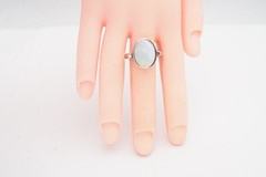 Vintage Sterling Silver 925 Mother Of Pearl Black Onyx Spinner Ring Size 7