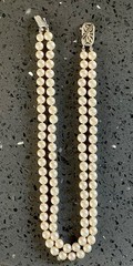 VINTAGE 1960’s DOUBLE STRAND CULTURED PEARL CHOKER WITH 14kt WHITE GOLD CLASP
