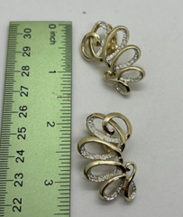 Vintage Climber Earrings Emmons in Gold and Silver Tone Clip On Signed