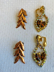 Vtg Clip-On Earring Lot Robert Rose Renoir Dalsheim Judy Lee Lisner Faux Gems