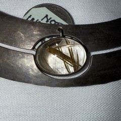 Vtg Rutilated Quartz Necklace 925 Sterling 47+Grams Total Wt. 16”