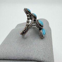 Vintage Tested Sterling Silver Turquoise 4 Stone Ring Size 5-6 Southwestern