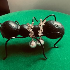 Yves Saint Laurent Earrings Vintage Gold Pearl Rhinestone
