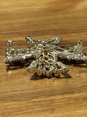 Signed Vintage 70s WEISS RARE 2-1/2” Maltese Cross Orange Austrian Crystals