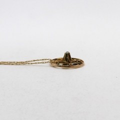 Art Nouveau Solid 10k Gold Natural Mine Cut Diamond Circle Pendant Necklace 21in