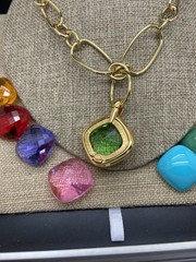Joan Rivers 10 INTERCHANGEABLE CHECKERBOARD PENDANT NECKLACE Gold TONE NIB