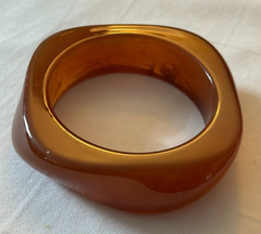 Vintage Acrylic Resi Bangle Irregular Geometric statement Bracelet Amber Color