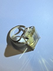 7.99 Grams UTC 14k Yellow Gold Natural Citrine Vintage XX Large Rectangle Ring