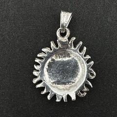 SUN FACE sterling silver pendant – vintage Mexican artisan-made 1-1/8″ signed