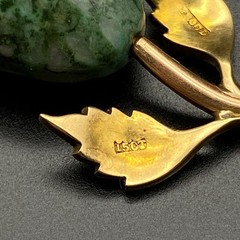 Vintage British 15CT 15K Yellow Gold Pearl Green Stone Pendant