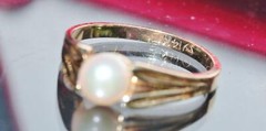 14k yellow gold ring 5.7mm sreshwater cultured pearl size: 6 vintage 2.4g N2450D