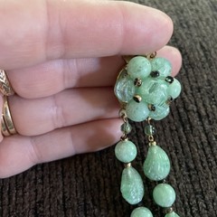 Vintage Teal/Green Beads Necklace WESTERN GERMANY. 15.5 Inches Beautiful Clasp