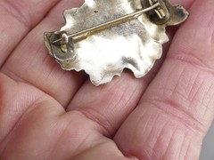 Antique brooch pin hollow rolled gold tube hinge C-clasp jewelry rose floral