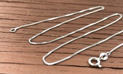 17.75” Vintage Italy 925 Cube / Box Chain Necklace Sterling Silver