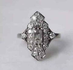 Art Deco Vintage Style 2.95Ct Lab Created Diamond Wedding 14k White Gold FN Ring