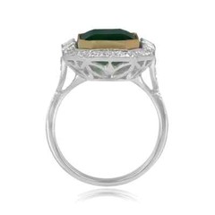 4.00Ct Art Deco Style Lab-Created Emerald Handcrafted Halo Solid 925 Silver Ring