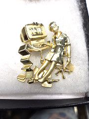 Vtg AJC gold tone T.G.I.F working Woman computer Pin
