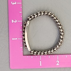 Vintage Expandable Clear Rhinestone Bracelet Hidden Compartment 6 1/8″ Stretch