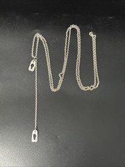 Vintage Sterling Silver Y Necklace Charm Holder Chain Casual Signed 8gram 26”