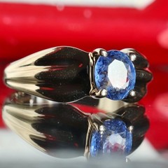 14k yellow gold 0.60ct tanzanite solitaire size 6 ring heated vintage 3.30gr
