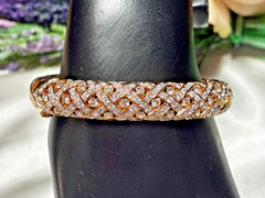 Rare Glamorous Swarovski Pave Crystal Crisscrossed Weave Pattern Bangle Bracelet