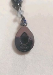 Vintage Avon SH Y Drop Necklace Y2K Gun Metal Blue Rhinestone