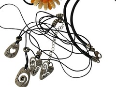 Vintage 90s Y2K Necklace Beaded Leather Choker Lot Of 5 Peace Flower Star Heart