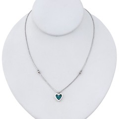Vintage Sterling Silver 925 Turquoise Heart Necklace 16.5″