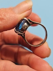 STERLING SILVER LARGE LONDON BLUE TOPAZ Oval Brilliant Cut 925 Ring size 9 (OK)