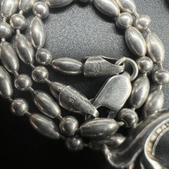 Heavy Sterling Silver Victorian Skeleton Key 3.5” On 16” Italy Bead Chain 41.4g